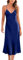 Marvmys Satin Nightdress for Women UK Long Negligees Strap Chemise Nighties for Ladies V Neck Full Slips Sleepwear Navy Blue M