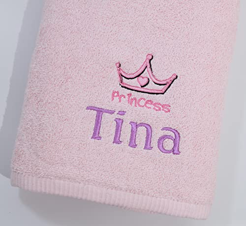 ★ Handtuch mit Namen und Motiv Bestickt ★ Duchtuch ★ Geschenk ★ Badetuch ★ 500 g/m2 ★ (70 x 140 cm, Hellrosa)