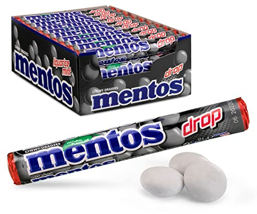 Mentos Bonbons | Rouleaux À La Réglisse (Goutte) | Bonbons Mentos | 40 Pack | 1500 Gram Total