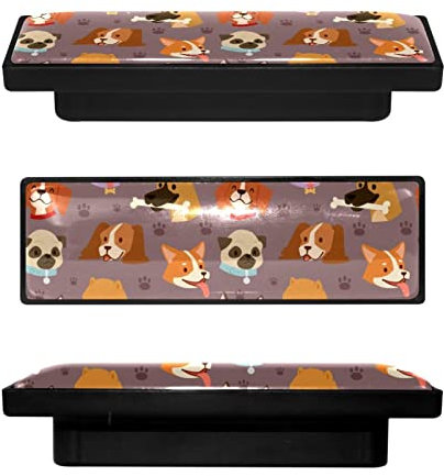 Lot de 4 boutons de tiroir ergonomiques en verre de cristal avec têtes d'animaux de compagnie, 9,1 cm, pour armoire, commode de cuisine, armoire, armoire