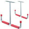 Relaxdays 4 x Deckenhaken Garage, T-Profil, bis 25 kg, für Stauraumbrücke, Stahl mit Polsterung, H x B: 30 x 42 cm, Silber-rot