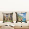 Ulticool - Kissenhülle - Blick durch Pflanzen Blumen Natur Berge - Set von 2 Motiven – 45 cm x 45 cm - Dekokissen ohne Füllung - Kissenbezug Zubehör für Sofa/Bett - Blau Braun