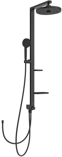 Ideal Standard – Ceratwist Alu+ Sistema doccia senza miscelatore, con 2 ripiani, doccetta a 2 funzioni e soffione doccia a 2 funzioni, Nero seta
