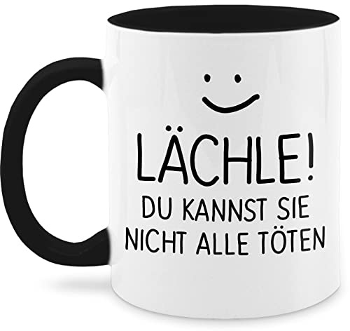 Tasse Tassen 325ml - Statement - Lächle Du kannst sie nicht alle töten - 325 ml - Schwarz - kaffetassen sprüche statements lächle! kaffeetasse statement-tasse frohes neues jahr new year