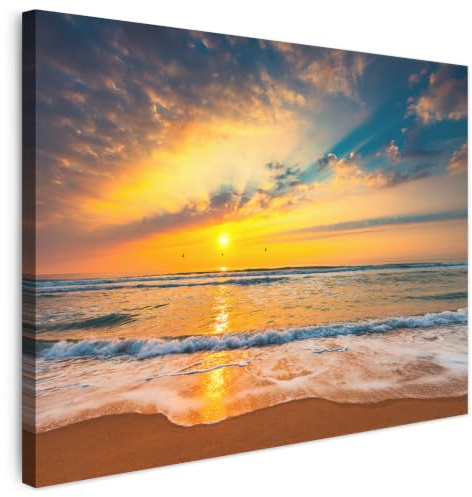 MuchoWow© Bilder Wohnzimmer Deko Modern Wandbild Foto auf Leinwand Bild | 70x50 cm - Schlafzimmer Room Decor Geschenke Strandbilder - Stranddeko - Strandbild - Strand und Meer - Maritime