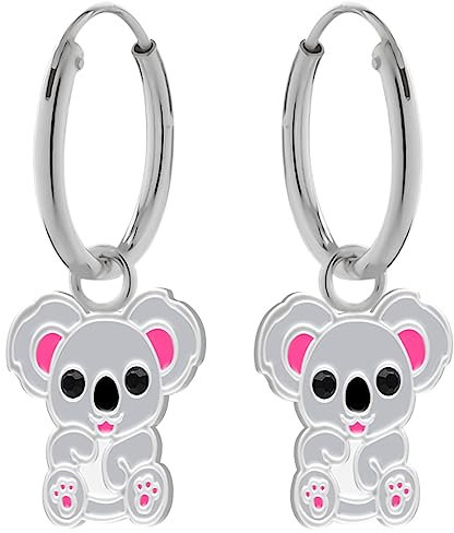 Ohrringe, Creole kleiner Panda Bär, Koala. LOVE YOUR CITY Schmuck Geschenke für Mädchen, Kinder. Liebevoll gearbeiteter Kinderschmuck aus 925 Sterling Silber mit Emaille.