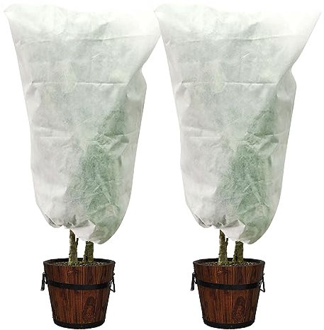 KISUFU 2 PCS Funda para Plantas para Invierno, 70 g/m² Cubre Plantas para Plantas Protección Protege de Bajas temperaturas los Cultivos con Cremallera y Cordón para contra Heladas (80 * 100)