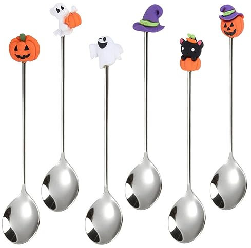 6Pcs Cuillères À Café D'halloween Cuillères En Acier Inoxydable Cuillères À Dessert Cuillères À Café Pour La Fête De À La Maison ( )