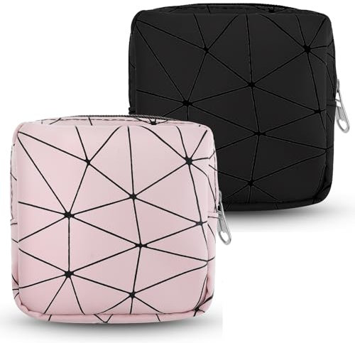 Ouligay 2 Stück Tampon Binden Aufbewahrung Tampon Aufbewahrung mit Reißverschluss Damenbinde Aufbewahrungstasche Perioden Tasche Damenbinden Täschchen für Damen Mädchen Tampontasche Organizer