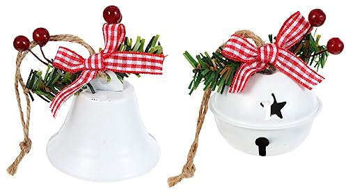 DECHOUS 2pcs christmas bells hanging decor for home sleigh bells ornament xmas tree christmas bell decorations Holiday christmas decor hanging ornament iron pendant white big bell