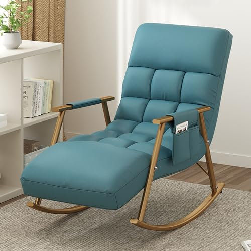 Relaxstuhl für Wohnzimmer Modern Relaxliege Garten Extra groß Gartenliege Ergonomische Relaxsessel Schaukelsessel mit Verstellbarer Fußstütze für Wohnzimmer Schlafzimmer Balkon. ( Color : Cyan , Size