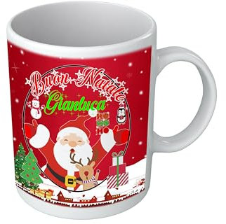 Puzzletee Tazza Natalizia Nome Personalizzabile Personalizzabile Con Nome e Babbo Natale per la tua colazione di Natale