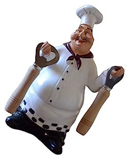 DECHOUS Retro Harzornament Kochfigur Küchenchef Desktop Skulptur Amerikanischer Stil Dekoratives Küchendekor Mit Flaschenöffner Für Bar Café Zuhause