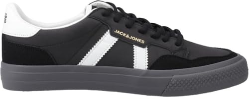 JACK & JONES Men's Jfwmorden Pu Nubuck Special Trainers, Anthracite Detail Bright White, 7 UK