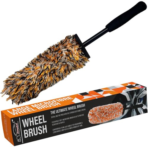 Xtremeauto Soft Head Alloy Wheel Brush - Car Alloy Wheel Cleaner Brush Detailing Cleaning Brush, No Metal Non Scratch Rim Car Wheel Brush Perfect For Motorcycle, Cars & Bicycles (Orange