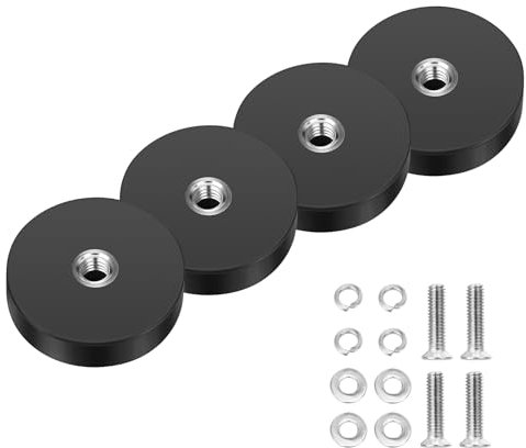 Wukong Gummiert Magnete Ø22mm, 4 Stück Stark Magnete Anti-Rutsch Mit M4 Flacher Faden, Magnete mit Gewinde für Fahrzeuge, Lampen, Befestigen von Werkzeugen