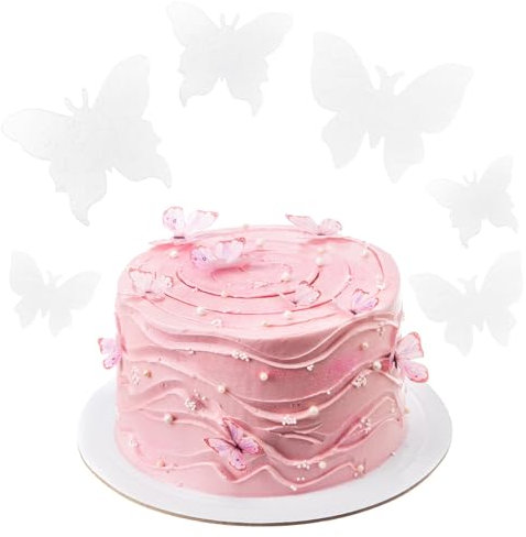 Rapidbok 50 Stück Schmetterlinge Deko Torte Essbar, Essbare Reispapier Kuchen Deko, Tortendeko Schmetterlinge Essbar Weiß, Schmetterling Cupcake Topper für Hochzeit, Geburtstag, Party Kuchendekoration
