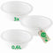 Novaliv Lot de 3 bols à vaisselle ronds 0,6 l, diamètre : 16 cm, blancs, sans BPA, passent au lave-vaisselle, idéaux pour la cuisine et le camping, petits bols ronds en plastique, petits bols à laver