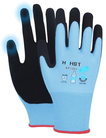HPHST 3 Paar Latex Beschichtete Frauen Gartenhandschuhe, mit optimaler Griffigkeit & feinem Tastgefühl umweltfreundliche Schutzhandschuhe für Haus- Gartenarbeit (Blau, L (Gr 9, 3 Paar))