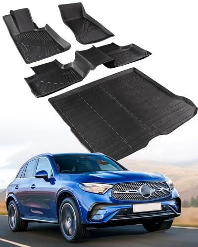 COTAZA Für Mercedes Benz Fußmatten 2024 2023 (GLC 300/GLC43 AMG/GLC300e) Allwetter Gummi für Mercedes Benz GLC Fußmatten Cargo Liner Zubehör 2024 2023 Gas