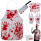 Purple Star Halloween Schlachter - Halloween Kostüm Metzger - Metzger Schürze Halloween -Hackbeil-Schlächter Kostüm,Blutige Schürze für Herren, Erwachsene und Teenager