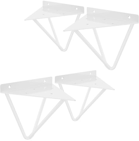 ML-Design 4 Stück Regalhalterung 160 mm, Weiß, aus Metall, Dreieckige Regalhalterungen, Schwebe Regalwinkel, Haarnadel Wandhalterung, Prisma Regalträger für Wandmontage, Hairpin Wandregal Wandkonsole