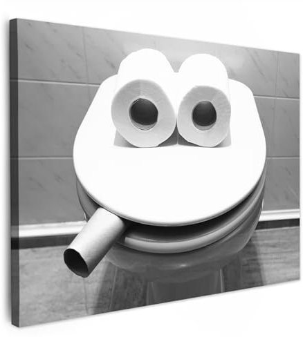 MuchoWow© Wandbilder 40x30 cm Badezimmer Home Deko Wohnung Bild Fotoleinwand Wand Bilder Leinwand Wall Decor WC - Toilettensitz - Lustig - Toilette