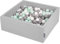 KiddyMoon Bällebad 90X30cm/300 Bälle ∅ 7Cm Bällepool Mit Bunten Bällen Für Babys Kinder Quadrat, Hellgrau:Weiß/Grau/Mint