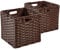SOCOHOME Cube Storage Box,28x28x28cm Faux Rattan Storage Basket for Toy Clothes Shelf Nursery Closet Waterproof, Non-Mouldy(Dark Brown, 2 Pack)