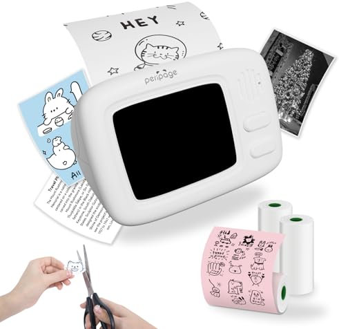 Mini Stampante Portatile, Stampante Termica A2, Mini Stampante Fotografica per Appunti, Diario, Foto, Elenchi, Compatto Stampante Bluetooth Compatibile con IOS/Android