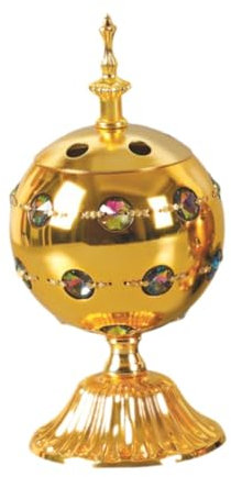 Fenteer Weihrauchbrenner, arabisches Räuchergefäß, Weihrauchgefäß mit EU-Stecker im Nahen Osten, Dekoration für die Raummeditation, Gold