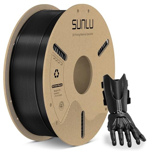 SUNLU ABS Filament 1.75mm, 3D Drucker Filament 1.75mm ±0.03mm, passend für die meisten FDM 3D Drucker, 1KG Pappspule. (Schwarz)