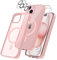 Cover per iPhone 15 Compatibile con 2 vetri temperati e 2 vetri per fotocamera, Translucent Matte Slim Back PC+TPU Bumper Shockproof Compatible Magnetic Cover per iPhone 15 - Rosa chiaro