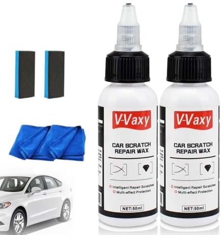 LUCKKY 2 Stück Autokratzer Reparatur-Set, V-Vaxy Auto Kratzer Reparatur Wachs, Weiß, Universal, Metall, Kunststoff, Eisen, Autopflege