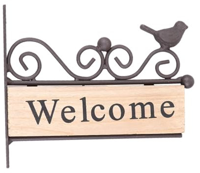 Supvox Türschild Aus Holz Mit Eisenkunst Hängeanhänger Im Ländlichen Stil Willkommensschild Hängeschild Mit Vogelmuster Türdekor Für Zuhause Oder Geschäft