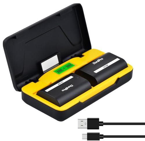 DuraPro 2X 2850mAh LP-E6P Battery Akku+ LCD Dual USB Storage Charger with Type C Port for Canon LP-E6P; EOS R5 Mark II Camera