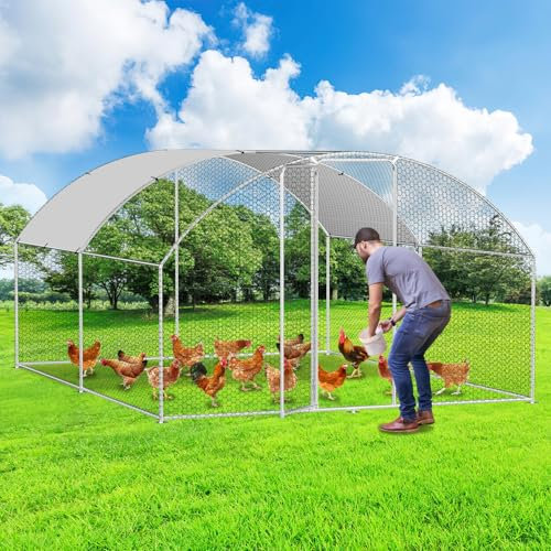 Ikodm Hühnerstall Freigehege hühner Käfige 3x4x2m XXL Hühnergehege mit Tür & Riegel,Wasserdichtes Oxford Gewebe,Hühnerhaus Kleintierstall für Hühner und Kleintiere,Kleintiergehege mit Netz