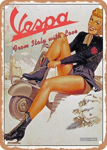 Blechschilder 1966 Vespa from Italy with Love Vintage Ad sprüchen wandkunst home deko