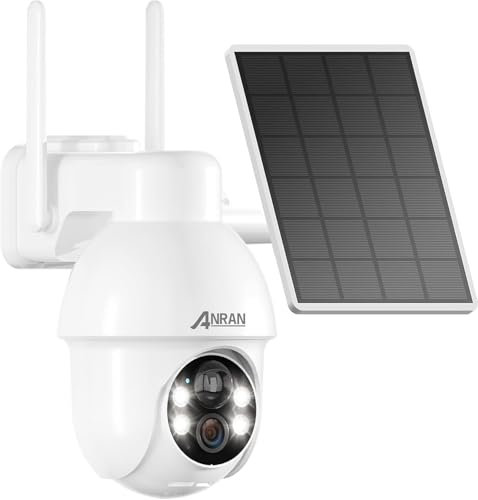 ANRAN 4K 8MP Security Camera Outdoor Solar, 360° Surveillance, Outdoor WIFI Camera Battery, Colour Night Vision, Two Way Audio, Light and Sound Alarm, PIR Human Detection, SD Card & Cloud Storage