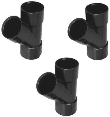 PVC Y-Branch Pipe Fitting, 40mm, Black, Pack of 3, 135-Degree Solvent Weld Waste