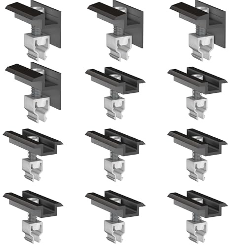 doitBau 5 Modul Set Klickfix Schwarz – vormontierte End‑ und Mittelklemmen aus Aluminium für 30‑40 mm Modulrahmen, schnelle Montage auf PV-Montageschienen, korrosionsbeständig