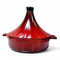 Cflagrant® Tajine Marocain Façon Pierre Induction avec Couvercle Revêtement sans PFOA (Rouge Brillant New)
