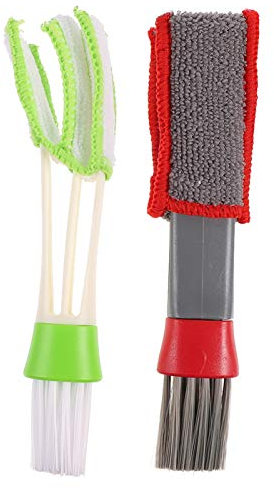 VINTORKY 2 pièces Brosse de Nettoyage pour Ventilation de Voiture Brosse Double Face Microfibre pour Nettoyage de Climatisation Utilisation à Domicile et Au Bureau
