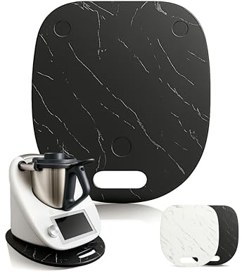 Pandonix Tavola scorrevole per Bimby TM6 TM5, Bimby TM6 con maniglia, per Bimby e Bimby senza sforzo spostamento, colore nero (nero e mamor)