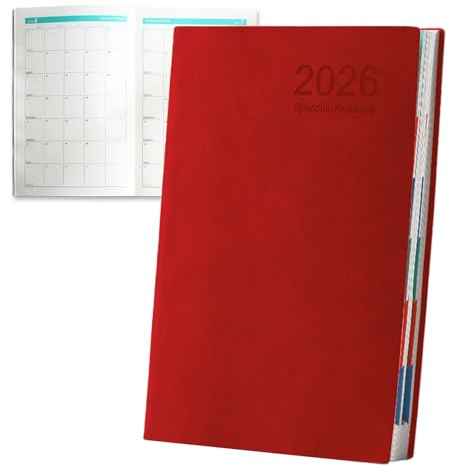 Arbeitsplaner Kalender Notizbuch - 2026 Tagesplaner Aufgabenplaner - A5 Hardcover Notizbuch Terminkalender für 12 Monate für Schüler Lehrer und Erwachsene