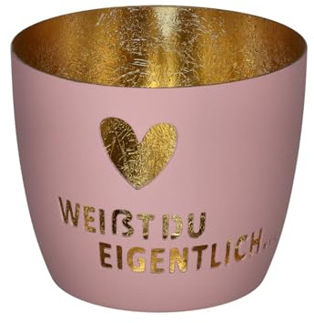 Giftcompany Madras Windlicht M Weißt du eigentlich rosa/Gold 8,5cm
