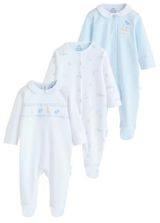 NEXT Baby Jungen Bestickte Schlafanzüge, 3er-Pack