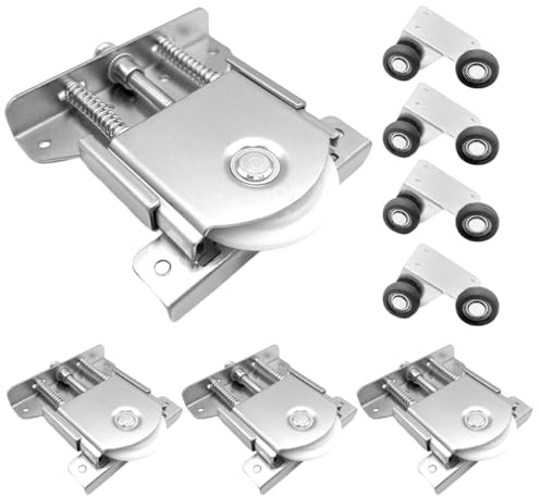 4 Paires Roulette Porte Coulissante Placard pour Porte de Garde-robe, Roulette de Coulissante, Rouleau Placard, Remplacement Porte Rouleau pour Armoires, Fenêtres, Vitrines, Roulette Coulissant Armoir