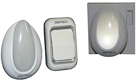 Digiteck DGT018 - WIRELESS BELLPUSH DOORBELL WITH PLUG IN MAINS CHIME RING & FLASH ALERT LED NIGHT LIGHT