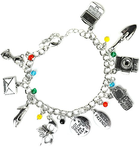 Beaux Bijoux Pretty Little Liars Charm Bracelet - Silver Tone Girly Charms - Gift Box Included